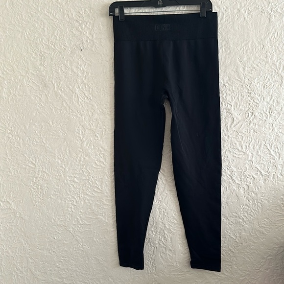 Victoria’s Secret Pink Black High Waisted Seamless Leggings Large - Picture 2 of 7